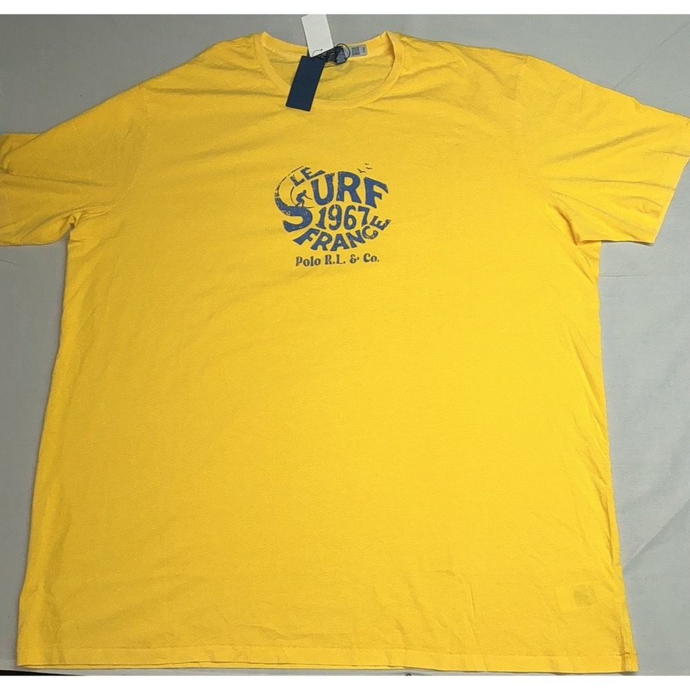 POLO Ralph Lauren Big & Tall Yellow LE SURF FRANCE Short Sleeve T Shirt 4XLT